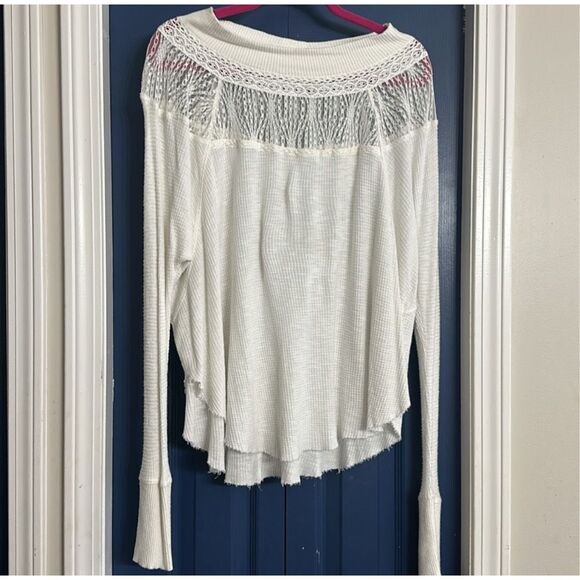 Free People Spring Valley Lace Long Sleeve Ivory Size M - Picture 3 of 6
